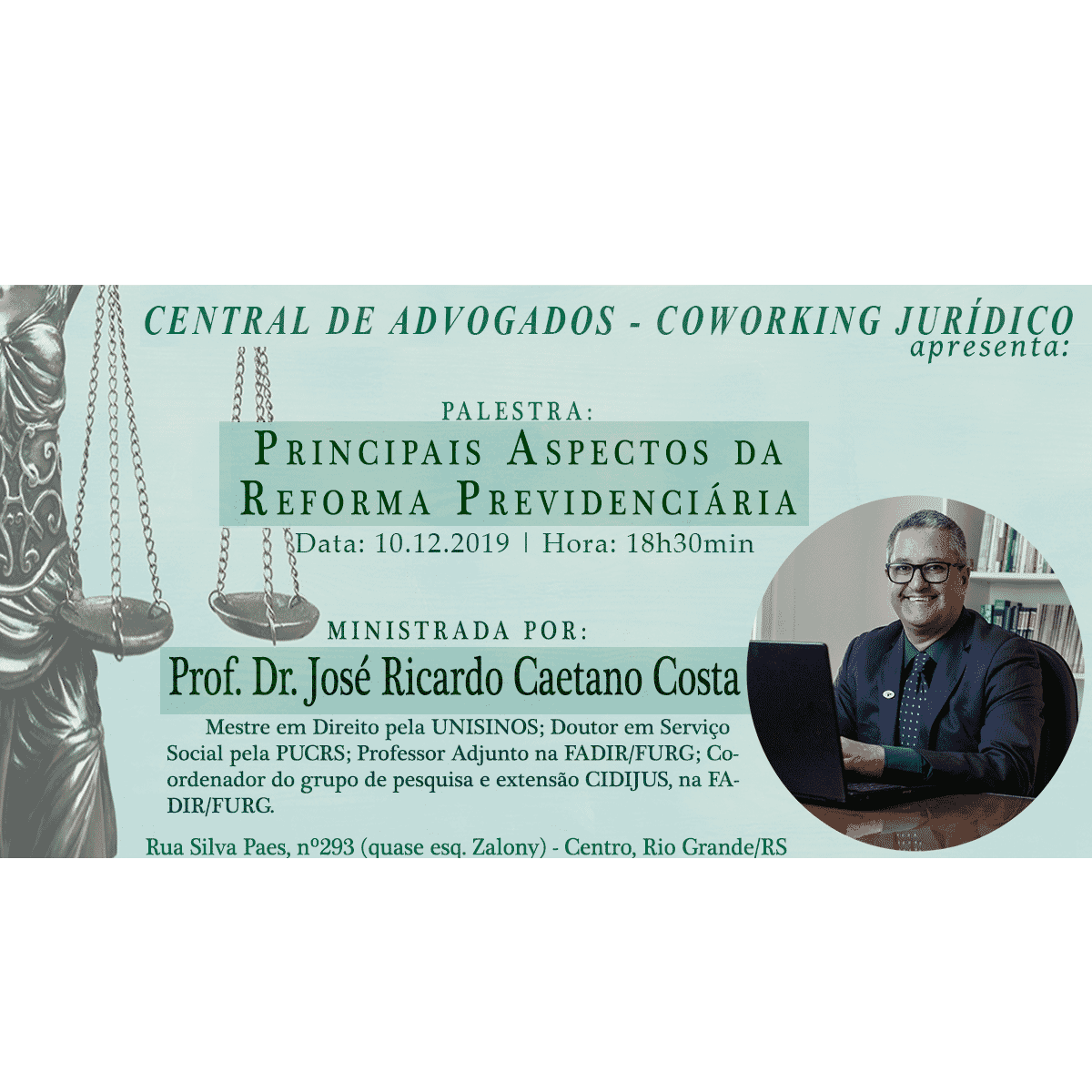 Palestra: Principais Aspectos da Reforma Previdenciária - com Prof. Dr. José Ricardo Caetano Costa